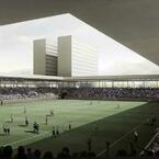 L'interno del futuro stadio di calcio (Immagine: Giraudi, Radczuweit, Cruz e Ortiz)